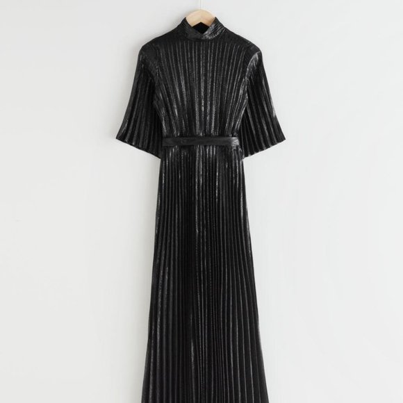 metallic pleated maxi dress - Picture 2 of 9